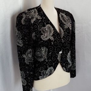 Vintage 80s Disco Velvet Jacket Sparkling Beads
